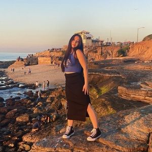 Black Midi Rib Knit Skirt